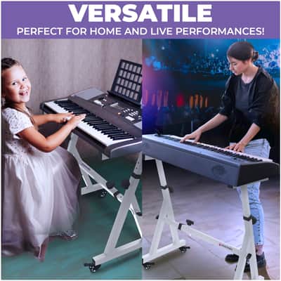 Liquid Stands White Piano Keyboard Stand - X Style Adjustable & Portable Music Stand (White) image 6