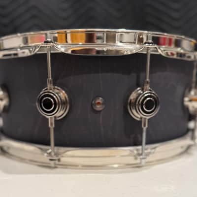 DW Collector's Series Maple / Mahogany 6x14" Snare Drum EBONY STAIN MATTE W/Nickel hardware image 4