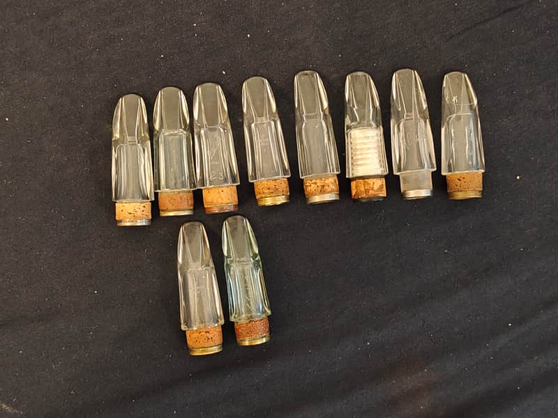 10 clarinet mouthpieces crystal (Selmer, Bucchi, Lucien, pomarico) Rare Good State image 1