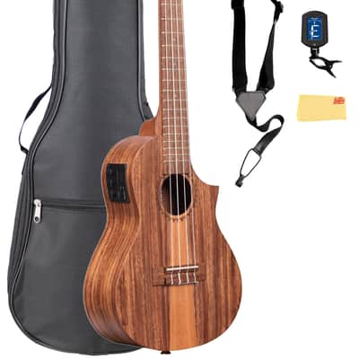 Kala KA-TK-C-CE Teak Tri-Top Concert Acoustic-Electric Ukulele w/ Gig Bag image 1