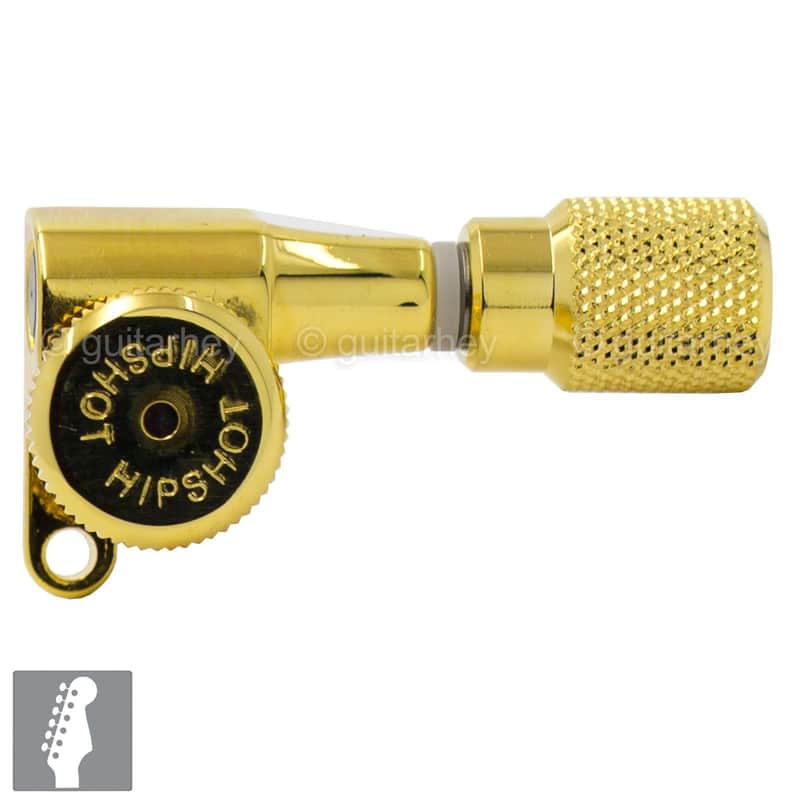 Hipshot 6-In-Line NON-Staggered Closed-Gear Locking Mini Tuners Knurled - GOLD image 1