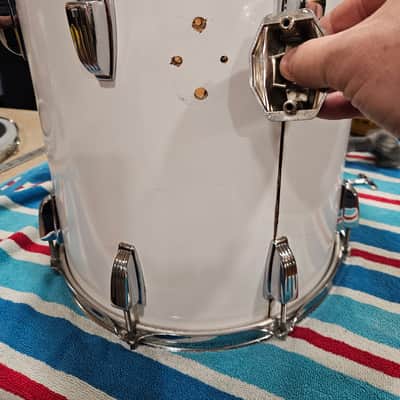 Vintage Ludwig 14x14 White Cortex Double-Headed Tom | Blue/Olive Badge | 6-Ply Shell | Late 70s Early 80s image 10