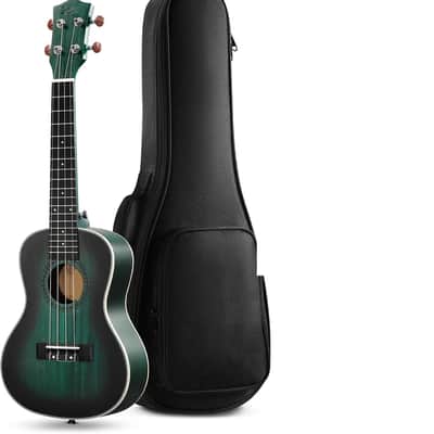Concert Ukulele Professional 23 Inch Mahogany Ukelele for Adult Beginner Ukele Bundle with Gig Bag Aquila String Pick Tuner Strap Cloth  Drak Green image 1