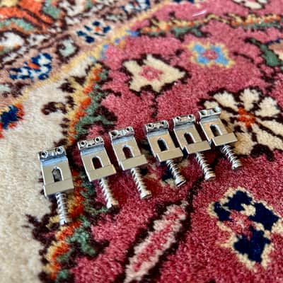 Original set (6) 1970's Fender Strat Die Cast Bridge Saddles 027037 image 4