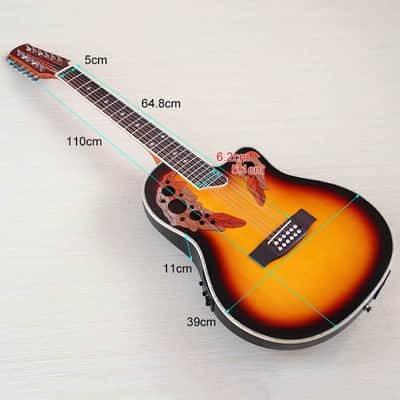 12 String Electric Acoustic Guitar, Laminated Spruce Top Body, Okoume Neck, 23 Frets Fingerboard image 9