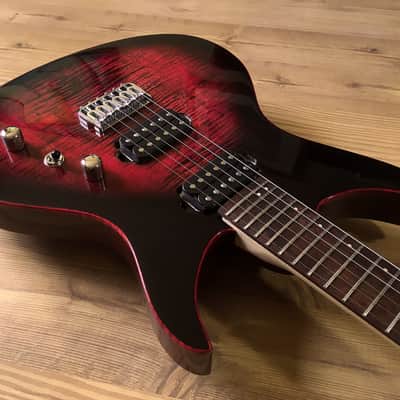 Highline Guitars Apollyon Deluxe 6 String Hardtail Guitar 2017 Black and Red Burst image 4