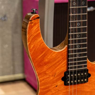 Suhr Custom Modern Waterfall Burl Maple/Black Limba - Trans Orange image 7
