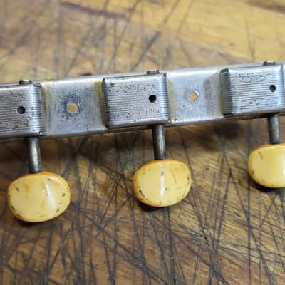Vintage RARE 1966 Kluson Double Line  3x3 on a Plate Guitar Tuners Needs Repair Luthier Parts image 2
