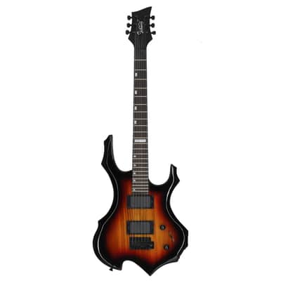 Glarry 36inch Burning Fire Style Electric Guitar HH Pickup / Sunset + Amplifier image 2