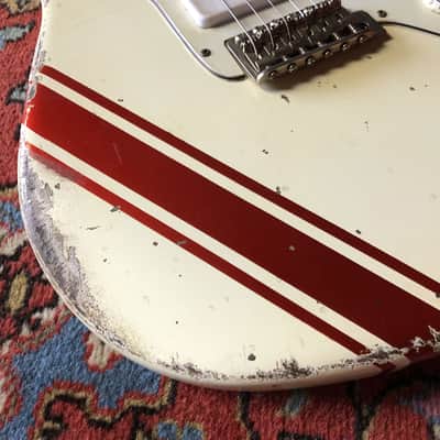 Made to Order - FRANCHIN Neptune guitar Racing Stripe Relic Aged 100% Nitro Lacquer (Sunburst/ Black/ White/ Blue/ Green/ Yellow/ Red/ Pink/ Burgundy/ Purple/ Gold/ Silver, etc.) Offset Jazzmaster Style Made in Italy image 7