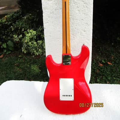 Hondo H76 Stratocaster Guitar, 1980's, Korea, Red, Fresh Setup image 6