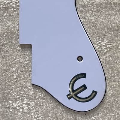 Custom Guitar Pickguard For Epiphone Dot Style Scratch Plate,3 Ply White & E Logo image 1