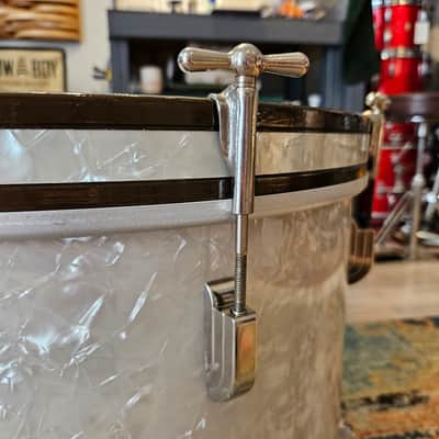 Leedy 20x14" 3-ply Bass Drum - White Marine Pearl - Nickel Hardware 1950 image 6