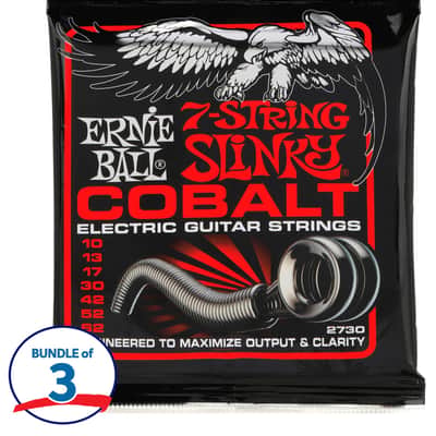 Ernie Ball 2730 Skinny Top Heavy Bottom Slinky Cobalt Electric Guitar Strings - .010-.062 7-string (3-pack)