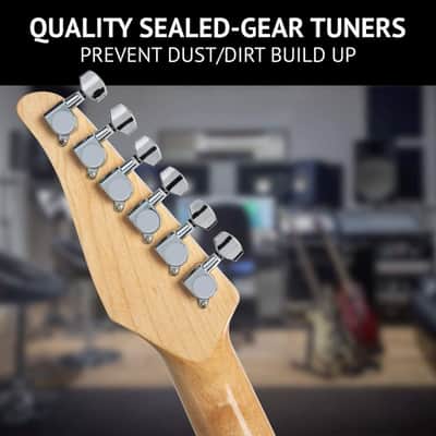 LyxPro 39" Telecaster Solid Electric Guitar, Full-Size Paulownia Body, Green image 4