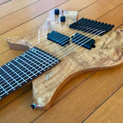 2023 Agile Perihelion Pro 10 String Guitar 102528 Mod Gloss Solid Spalted Flame Natural with Douglas EGC-400 HD Black Burgundy Headless Guitar Case image 7