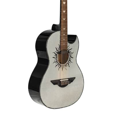 H. Jimenez Colección de Galaxia Moon Dust Bajo Quinto Glossy Silver Sparkle Finish Acoustic +Hardshell Case | Authorized Dealer image 2