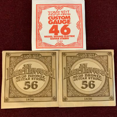 Three Single Guitar Strings - .056 Acoustic and .046 Electric - Opened, Not Played image 1