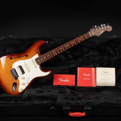 2019 Fender Rarities Series Flame Maple Top Thinline Stratocaster HSS - Violin Burst | USA Limited Edition Semi-Hollow Rosewood Neck Coil Split 3,18kg | CoA OHSC Bild 2