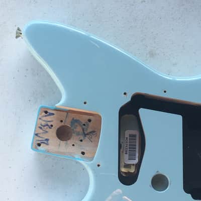 Lefty Fender Jagstang Sonic Blue 24” Short Scale Solid Guitar Body NOS Relic Custom Luthier Project image 2