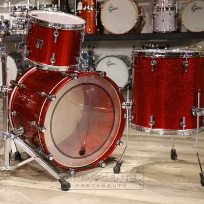 Sonor SQ2 3pc Medium Maple Drum Set - Red Sparkle High Gloss w/Fiery Red Interior image 7