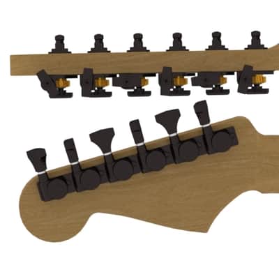 Hipshot Grip-Lock Locking Tuners in Black | 6 Inline | Open Back | Bass Side image 2