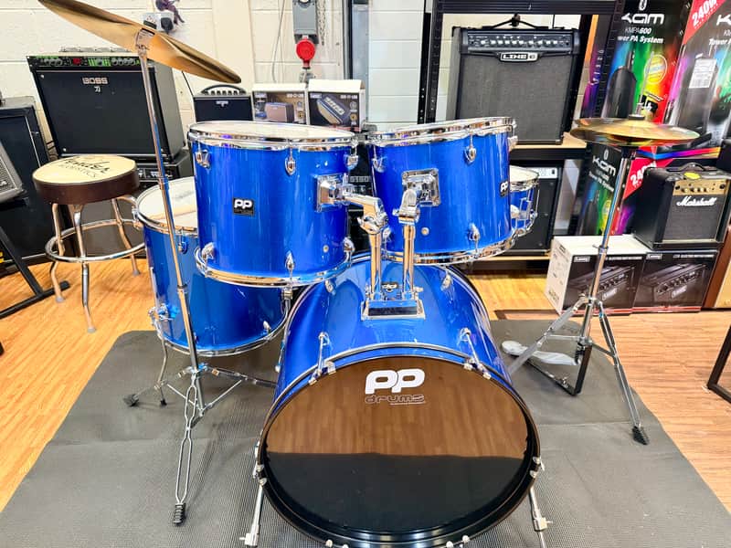 🥁 Performance Percussion PP220 5-Piece Drum Kit~ Metallic Blue Acoustic Set 🥁 Bild 1