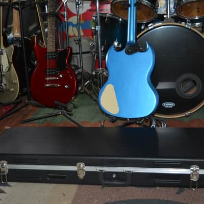 Epiphone SG Muse Guitar in Radio Blue Metallic w/Black Dunlop Straplocks & HSC image 9