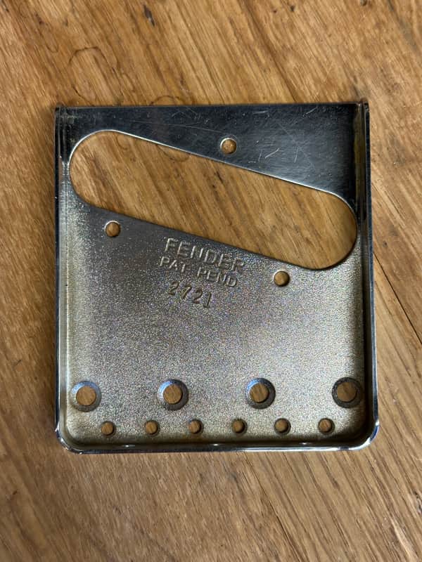 Fender Telecaster Bridge Plate STAMPED SERIAL NUMBER 2026 - Chrome AGED image 1
