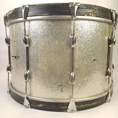 Slingerland 14x24"Silver Sparkle 3ply Bass Drum Maple/African Mahogany Vintage70 image 6