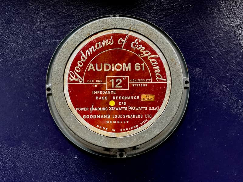 VINTAGE GOODMANS "AUDIOM 61" 12 IINCH GUITAR SPEAKER - MADE IN ENGLAND - EARLY 60'S VOX SELMER WATKINS WEM LANEY SOUND CITY ORANGE image 1