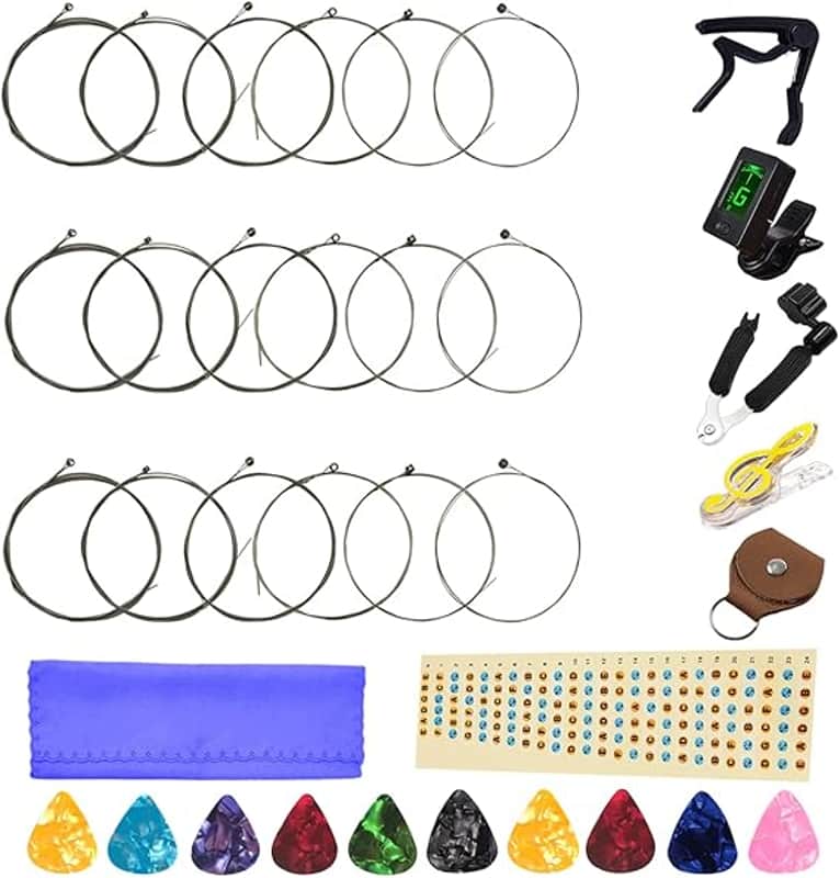 Electric Guitar Strings 3 Full Sets and Guitar Tuner Guitar Restringing Tool Guitar Capo Guitar Picks and Other useful tools image 1