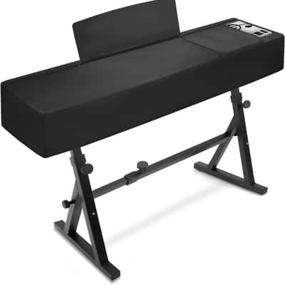 88 Keys Digital Piano Dust Cover with Music Stand Opening and Pockets - Waterproof Leatherette Electronic Keyboard Cover Fits for Most Piano(Black) image 1