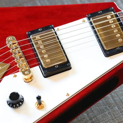 Sweet! 2005 Hamer Korina Vector Flying V Style Guitar Trans Cherry w/ Brazilian Board + COA OHSC image 5