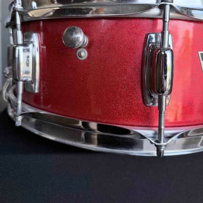 Vintage 1970's Ludwig Standard Maple 5x14 Snare Drum in Red Mist Sparkle with Internal Muffler image 3