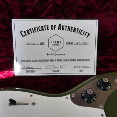 Frank Brothers Sonar - Olive Drab over Tobacco Sunburst. NEW (Authorized Dealer) image 12