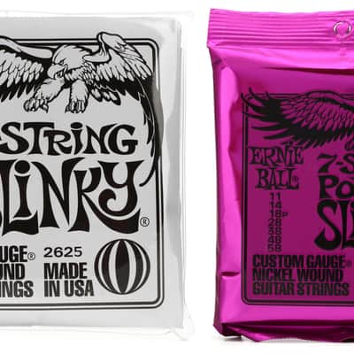 Ernie Ball 2625 Regular Slinky Nickel Wound Electric Guitar Strings - .010-.074 8-string  Bundle with Ernie Ball 2620 Power Slinky Nickel Wound Electric Guitar Strings - .011-.058 7-string image 1