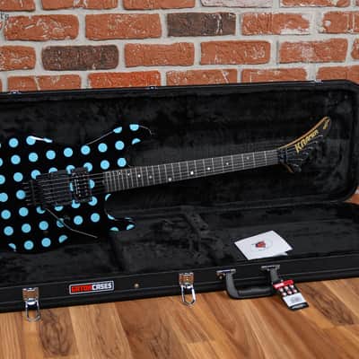Kramer Original Collection NightSwan Black with Blue Polka Dot 2022 w/Gator Hardshell Case image 2