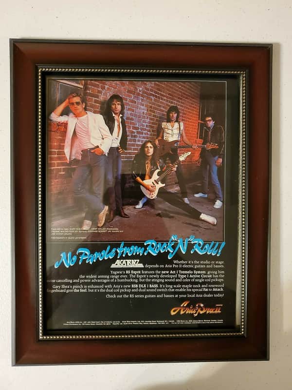 1984 Aria Guitars Promotional Ad Framed Alcatrazz Yngwie Malmsteen Original image 1