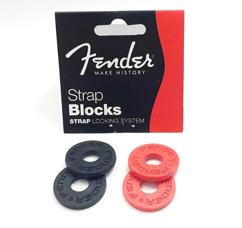 Genuine Fender Black & Red Strap Blocks Lock System (4-Pack) image 1