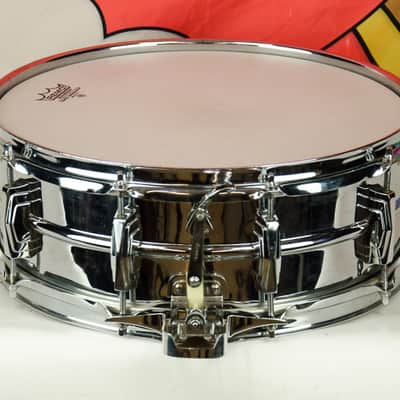 Early Pre Serial 60's Ludwig Keystone 14 x 5" Super Sensitive COB Chrome over Brass Snare Drum image 2