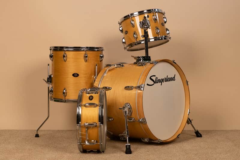 1990s Slingland Artist Custom Natural Maple Drum Set 14x20 8x12 14x14 and 5x14 image 1