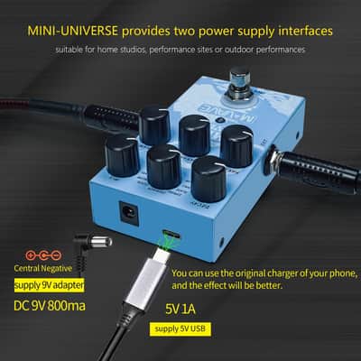 M-VAVE Mini Universe Pro Guitar Reverb Pedal - 9 Digital Effects (Room/Hall/Plate/Spring/Shimmer/Cloud/Bloom/Swell/Lo-Fi), True Bypass, Dual Power, Compact Metal Housing for Electric Guitar & Bass image 9