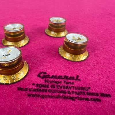 General Vintage Tone  CAB Aged reflector gold knobs for Les Paul ® ES ®  Gold Cellulose acetate image 3