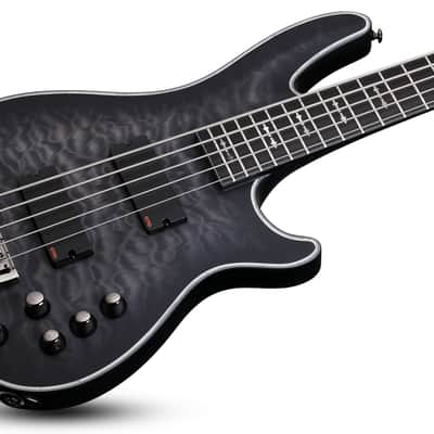 Schecter Hellraiser Extreme-5 See-Thru Black Satin STBLS 5-String Electric Bass + Hard Case image 7