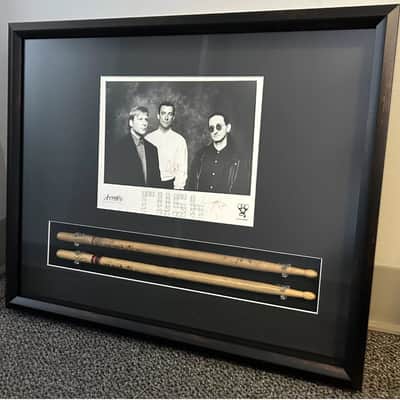 Rush Roll The Bones Tour Played Drum Sticks  With Signed Photo Lee Lifeson Peart image 1