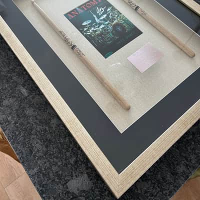 Neil Peart Autographed, Framed and Authenticated, Anatomy of A Drum Solo Promo Card with Limited Edition Sticks. image 2