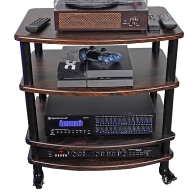 Pair Rockville RockShelf 58D Dark Wood 5.25" Bookshelf Speakers+28" Stands+Rack image 14