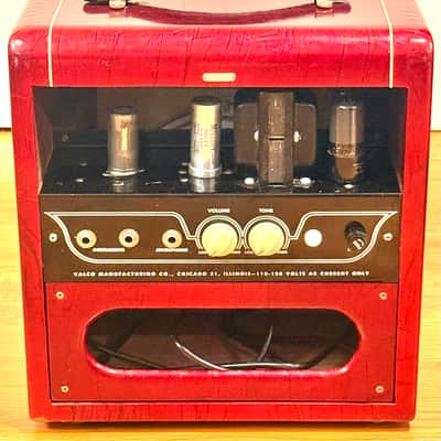 SUPER RARE OAHU 1x8 COMBO IN VERY RARE CUSTOM ORDERED STUNNING RED MOTS FINISH -SUPRO SPECTATOR/COMET/YELLOW SUNSHINE CIRCUIT BUT BETTER, w/12AX7 PRE(very rare version), not lower gain 6SL7 pentode-LOOK!! image 5