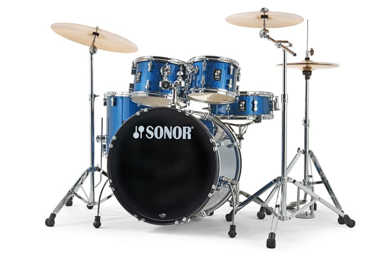 Drum Kit Sonor AQX Studio With Bronze Cymbals And Hardware, Blue Ocean Sparkle image 1